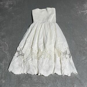 Altard State Dress Womens Small Ivory Floral Smocked Strapless Sundress Beach